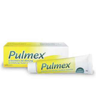 Pulmex Salbe Verpackung und Tube – Erkältungssalbe zur Linderung bei Erkältung, Husten und Heiserkeit.